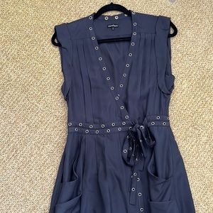 Nanette Lepore navy wrap dress with grommets